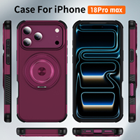 Étui de protection ultra premium hybride TPU PC avec support magnétique rotatif à 360°, antichoc, antidérapant, compatible avec la charge sans fil pour iPhone 18 Pro Max