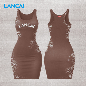 Lancai OEM ODM Service Factory Custom Summer Women's Casual Party Club Out Sleeveless Swrap Bodycon Mini Dress Elegant - Product Image 3