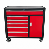 Armoire à outils mobile robuste à 7 tiroirs avec armoire latérale verrouillable, chariot à outils roulant pour garage et atelier
