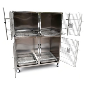 Cage vétérinaire moderne de luxe pour hôpital vétérinaire, 4 portes, en acier inoxydable 304, design écologique, pieds antidérapants, spacieuse - Product Image 5