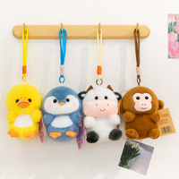 Porte-clés en peluche mini-animaux Kawaii avec corde tressée, cadeau de bureau, vente en gros, ODM, OEM, logo personnalisé, articles commémoratifs d'événements