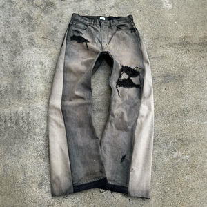 Özel Üretim Rip Flare Kot Pantolon Asit Yıkama Büyük Beden Eskitme Kot Pantolon Erkek Jean - Product Image 1