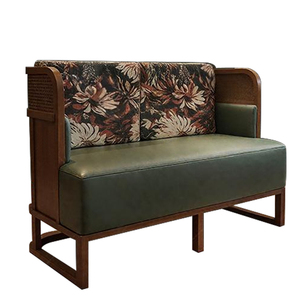 Cabina de restaurante comercial verde oscuro Retro XZY, juego de sofá de Banco medio redondo para 4-6 asientos para espacios de comedor temáticos occidentales asiáticos - Product Image 4