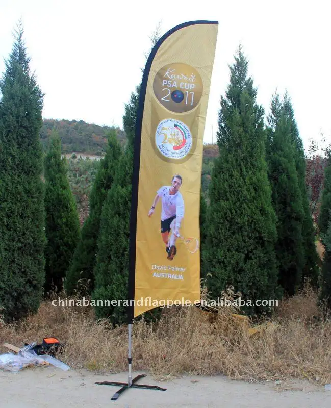 Poste de fibra de vidrio impreso personalizado, doble cara, Bandera de pluma, publicidad al aire libre, bandera de playa voladora