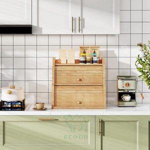 Boîte à pain rectangulaire durable, moderne, rustique, en bambou, écologique, étanche, pour la conservation de la fraîcheur, grande capacité, empilable, pour aliments - Product Image 4