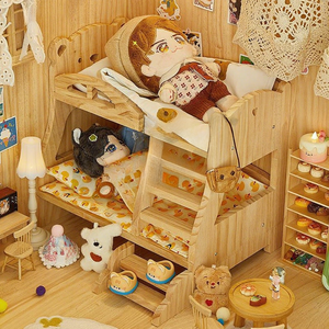 Ensemble de <span class=keywords><strong>lit</strong></span> pour poupée en bois massif de la série Lafufu Fashion avec lits superposés pour maison de poupée, unisexe, à partir de 5 ans - Product Image 1