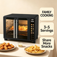 Friteuse à air numérique sensible en acier inoxydable avec panneau frontal double en verre transparent, four à convection de 23 L pour la cuisson des aliments, vente en gros
