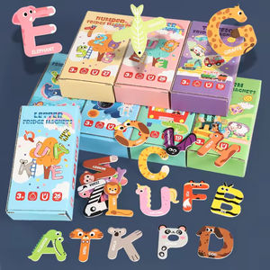 Éducation précoce des enfants Puzzles cognitifs coloré en bois lettre Animal numéro autocollants <span class=keywords><strong>jeu</strong></span> enfants cadeaux jouets éducatifs - Product Image 3