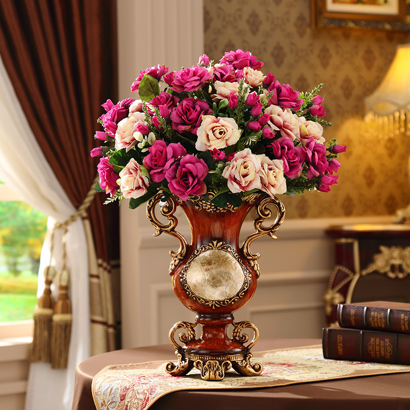 แจกัน + ดอกไม้4ชิ้น