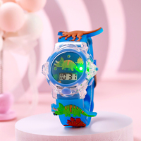 Ms-740 montre numérique à motif de dinosaure de dessin animé mignon, montre lumineuse à la mode pour les enfants, tout-match à la mode