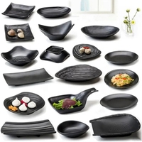Restaurant japonais divisé mélamine trempette plats de sauce soja sushi wasabi petit plat de sauce noir givré plats de mélamine