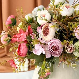 13 Köpfe Großhandel Seiden tee Rose Blumen Bunte Dekoration Innen - Product Image 1