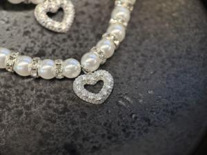 새롭고 우아하며 고급스러운 조절 가능한 하트 모양 펜던트 진주 애완동물 목걸이 고양이와 강아지 목걸이 - Product Image 3