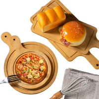 Plateau à pizza en bambou de haute qualité avec poignée pour couper la pizza et le pain, pour la cuisson ou la présentation