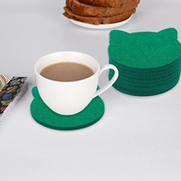 Sous-verre vert en feutre absorbant pour chat, pour boissons, gobelets, Bar