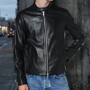 Solid Color Casual <b>Men's</b> Eco-Friendly Breathable Leather Winter <b>Jacket</b> Zipper Hooded Front Logo Customizable OEM Service - Product Image 2