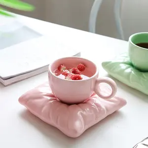 Креативная цветная Подушка Ins Макрон, чашка, блюдце и кофейная кружка, подарочная коробка
