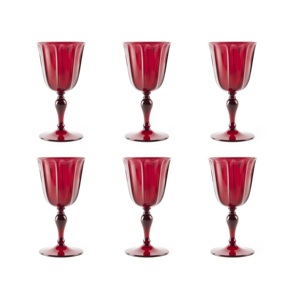Set di 6 Calici da Vino in Plastica Excelsa 25 Cl Rossi Stile Country - Product Image 4