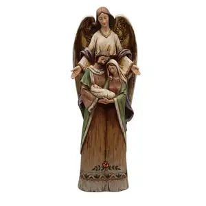 Escultura personalizada de resina de Ángel y la Santa Familia, Natividad, conjunto de estatua