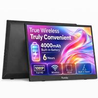 Monitor Portátil Inalámbrico de 15.6 Pulgadas FHD 1080P, Extensor de Pantalla para Laptop, Soporte Integrado, Pantalla IPS Delgada con HDR y Altavoz