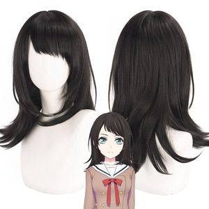 La perruque de cosplay de Lord Shengda BanG Dream Ave Mujica Hachiman présente un cuir chevelu relevé et des cheveux mi-longs relevés. - Product Image 1
