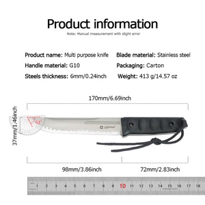 Cuchillo de Hoja Fija de Acero Inoxidable KIRISHIMA2, Mango G10, Multifuncional, para Supervivencia al Aire Libre, Camping, Caza, Personalizable, Grado OEM - Product Image 6