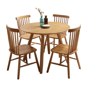 Modern Minimalist <b>Round</b> <b>Dining</b> <b>Table</b> And Chair <b>Set</b> 6 Piece Solid Wood Scandinavian Style <b>For</b> Home <b>Dining</b> Room - Product Image 4