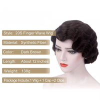 Perruque courte en fibre haute température, style Finger Wave, sans lacet, pour femmes, idéale pour cosplay, anime, fête, costume