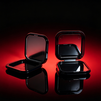 Palette de fards à paupières cosmétiques vide en plastique ABS écologique de haute qualité, noir brillant, sérigraphiée