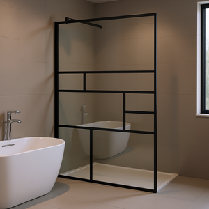 Mampara de Ducha con Vidrio ESG Transparente de 39.4x76.8 Pulgadas, Accesorio de Baño Moderno con Marco y Puerta con Bisagras - Product Image 2