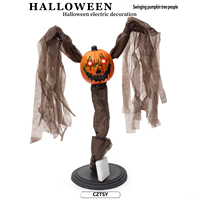 Figurines de citrouilles et de fantômes d'Halloween transfrontalières 2026, visages amusants de citrouilles fantômes, décorations électriques qui bougent, jouets de fête