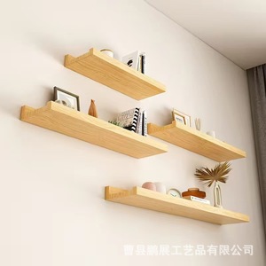 Wooden Wall Mounted <b>Shelf</b> Solid Wood Rectangle Durable Storage Rack For Living Room <b>Bedroom</b> Decorative Single Panel - Product Image 4