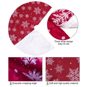 High Quality 36-Inch Red Soft Faux Fur Christmas Tree Skirt Cozy Home Decor With Flocking Technique Ornaments Graphics Parties
