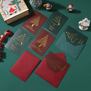 Christmas Party Eco-friendly Retro Warm Greeting Card Bronzing Technique Digital Printing Creative Design for Blessing Gifts