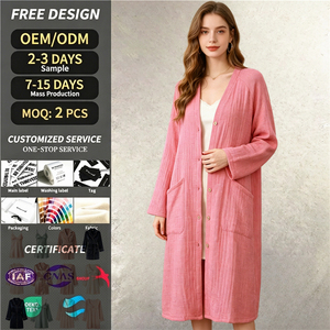 Camisón <span class=keywords><strong>de</strong></span> Alta Calidad, Talla Grande, 100% Algodón, con Botones, Manga 3/4, Holgado, con Bolsillos, Estilo Old Money para Mujer - Product Image 1