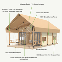 Glamping Hotel Resort Camping Loft Luxury Safari Tent Prefab Like a Wood House Villa