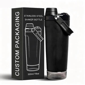 Botella Mezcladora de Proteínas de Acero Inoxidable con Logotipo Personalizado, Botella Mezcladora de 600 <span class=keywords><strong>ml</strong></span> con Compartimento para Batidos de Proteínas, Libre de BPA, Aislada - Product Image 1
