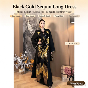 Abaya Elegante e <span class=keywords><strong>Chic</strong></span> da Donna, Ricamata a Mano, in Poliestere, Lunghezza alla Caviglia, Manica Lunga, Traspirante, per Primavera, Autunno ed Estate - Product Image 4
