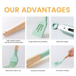 Juego <span class=keywords><strong>de</strong></span> Utensilios <span class=keywords><strong>de</strong></span> <span class=keywords><strong>Cocina</strong></span> Ecológicos <span class=keywords><strong>de</strong></span> Madera <span class=keywords><strong>de</strong></span> Acacia y Silicona <span class=keywords><strong>de</strong></span> Primera Calidad, 12 Piezas, Resistentes al Calor 446F, Antiadherentes, Aptos para Lavavajillas, Tendencia 2026 - Product Image 3