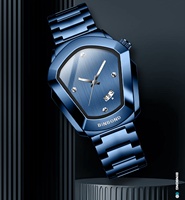 BINBOND B760 futuriste mode hommes montre à Quartz Cyber Edge élégant bracelet en acier vie étanche mâle déclaration montre cadeau