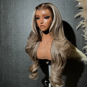 100% Trinh Nữ Lớp Biểu Bì Phù Hợp Tóc Con Người Glueless Ren Tóc Giả Làm Nổi Bật Tóc Vàng Tối Gốc Màu Đỏ Kết Hợp Tóc Pre-Ngắt Cho Phụ Nữ - Product Image 1