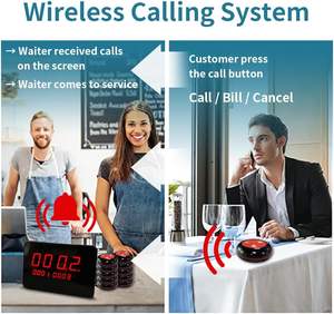 Sistema de campana de llamada de camarero de restaurante, campana de llamada de restaurante, 20 Uds., botones de campana de llamada impermeables, 1 unidad, receptor de pantalla - Product Image 2