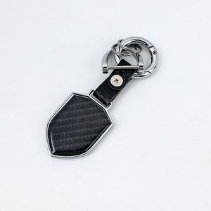 Wholesale Designer Personalized Shield Shape Car Key Ring <b>Rounded</b> Metal Ring Keychain Accessories Carbon Fiber Key Chain Custom - Product Image 6