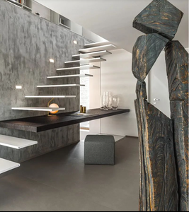 Escaleras flotantes de <span class=keywords><strong>madera</strong></span>: peldaños de roble macizo, barandilla de vidrio, estilo suspendido que mejora la estética Loft & Duplex - Product Image 5