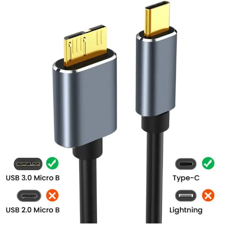 Konektor Kabel Micro B Tipe-c Ke USB 3.0 Kualitas Tinggi Kabel Hard Drive Eksternal 5Gbps untuk Komputer Hard Drive