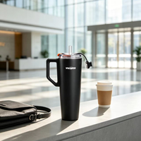 2 thermos sportifs portables à double paroi, grande capacité (38 oz), sans BPA, en acier inoxydable, anti-fuite, à large ouverture, avec couvercle transparent