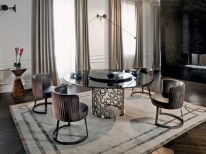 Luxury <strong>White</strong> Rotating 6 Seater Round Round <strong>White</strong> <strong>Dining</strong> <strong>Table</strong> <strong>Set</strong> - Product Image 5