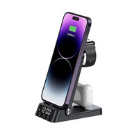 Station de charge sans fil multifonction 3 en 1 support de chargeur sans fil rapide pliable 15w chargeur sans fil de téléphone pour téléphone