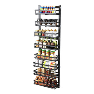 Étagère de rangement murale Najie Door Back Storage Rack à 6 niveaux en métal avec pinces pour le rangement des pots à épices de cuisine - Product Image 4