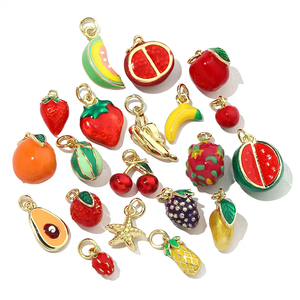 Ramo de Dijes Esmaltados de Frutas y Verduras |   Colgantes de Acero Inoxidable Chapados en Oro PVD de 18K |   Impermeable, Hipoalergénico y Resistente a la Decoloración - Product Image 6